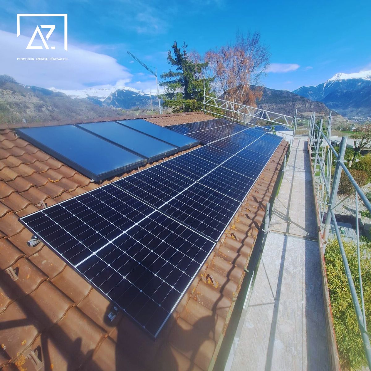 Installation de 12 panneaux photovoltaïques - Grimisuat, Valais