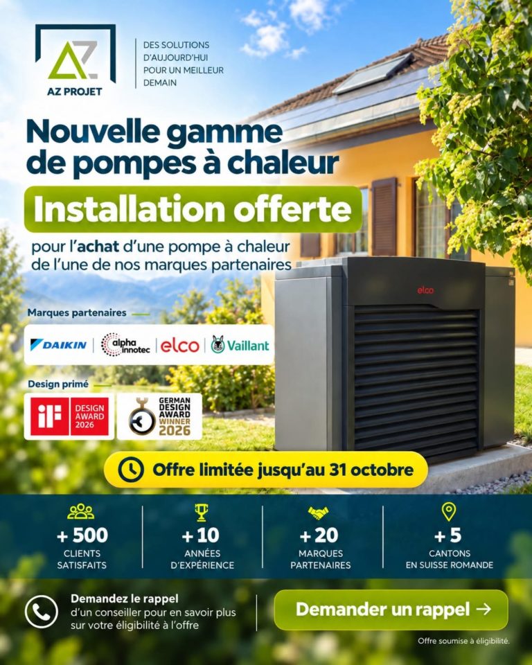 Offre : pompes à chaleur Vaillant, Daikin, Elco, Alpha Innotec & Panasonic